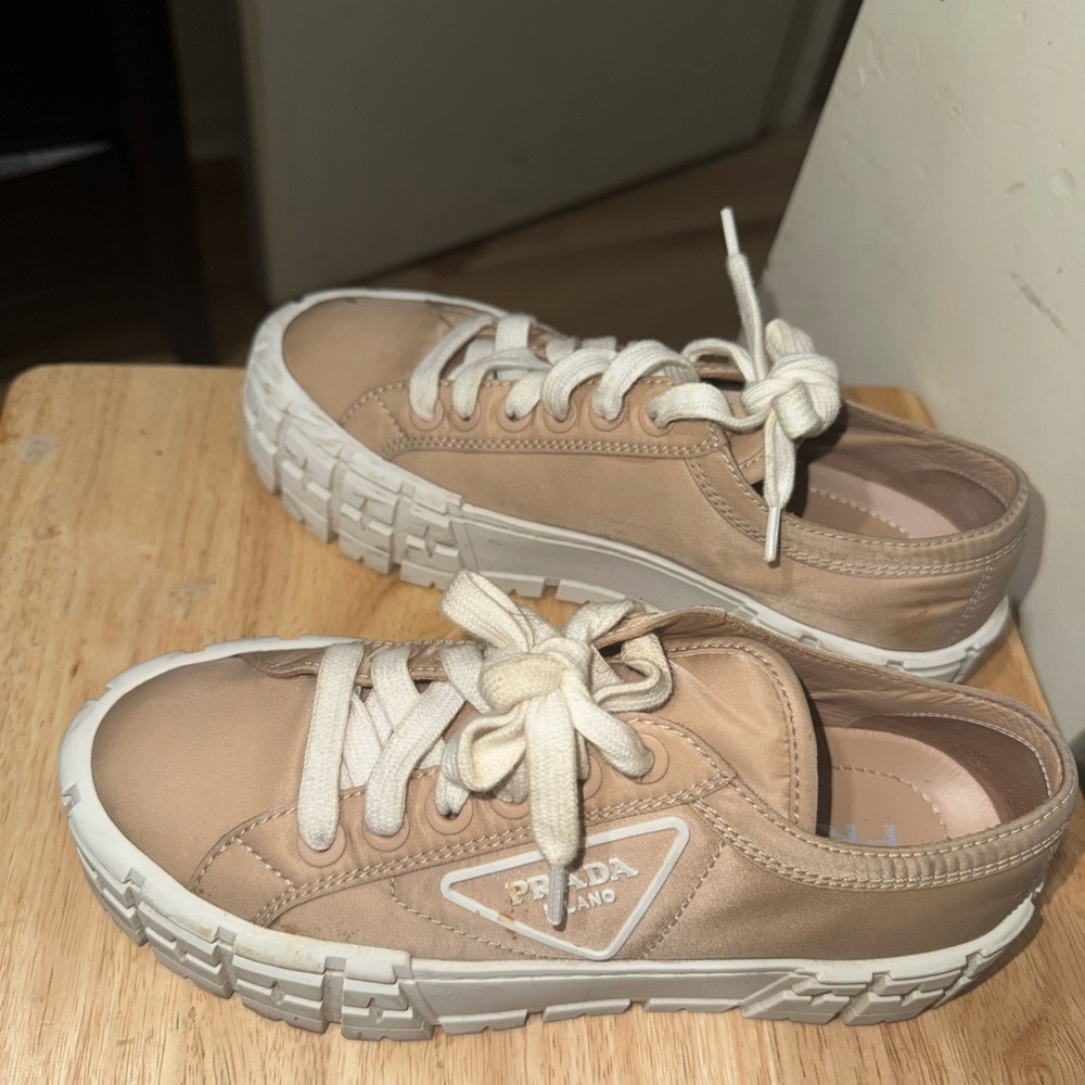 Prada Tan Sneakers with Chunky Sole and Modern Design